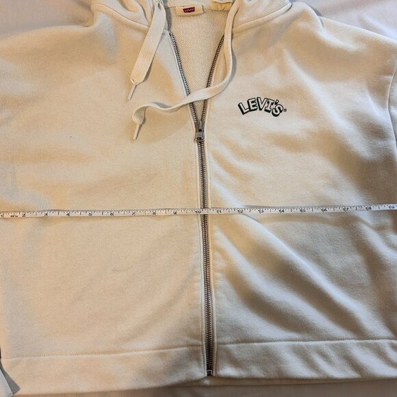 levi's Cream Cropped Zip Hoodie, Size XS - Picture 5 of 7